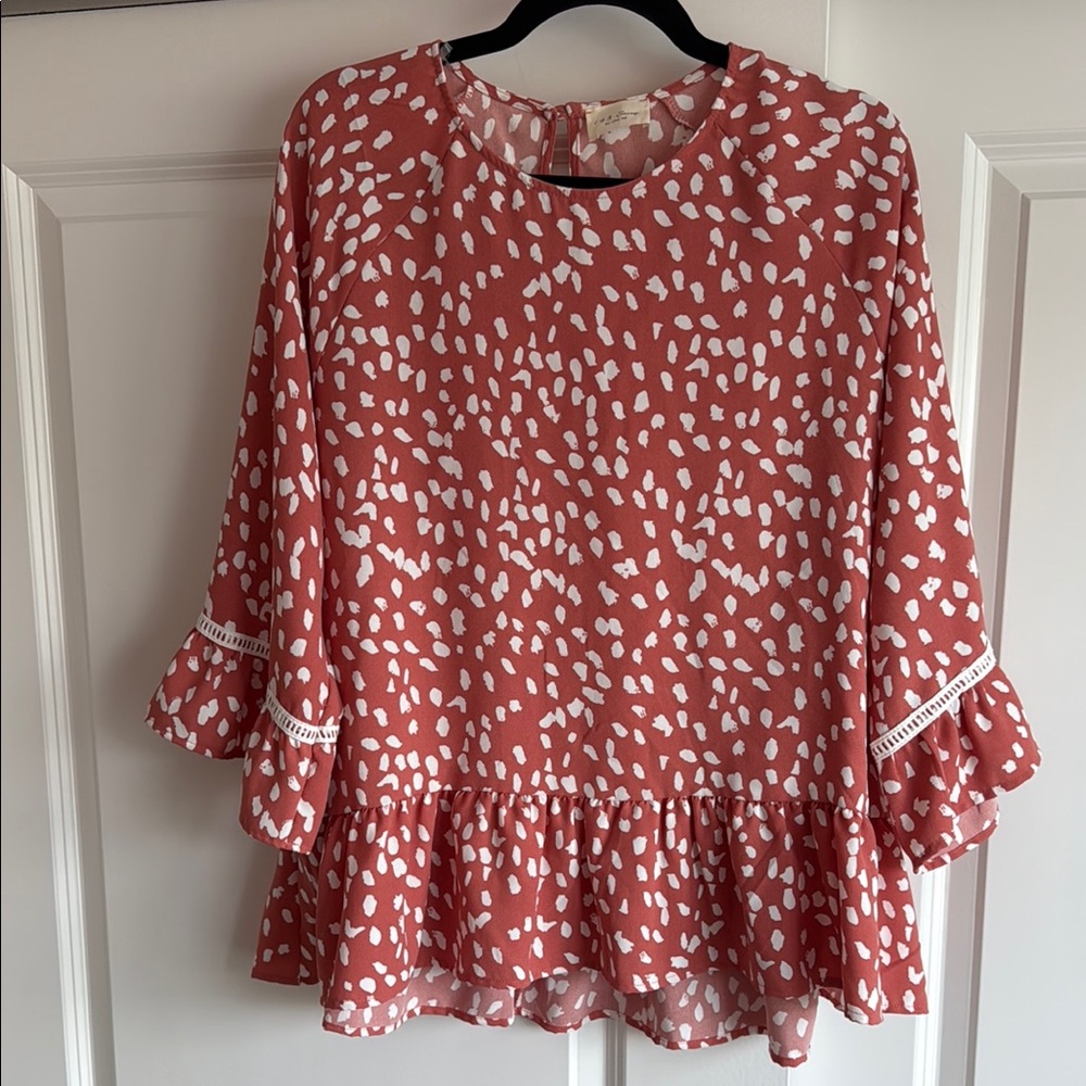 1.4.3. Story by Line Up Pink Flutter Sleeve Ruffled Blouse